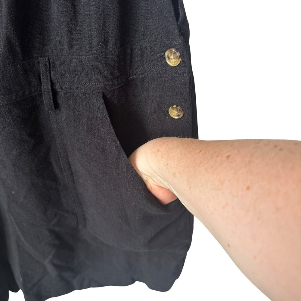 Jackson Rowe Tulum Black Linen Short Overalls Romper Tie Strap Women's Large - Picture 5 of 10